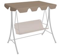 "vidaXL Replacement Canopy Cover for Garden Swing - Taupe, Water-Proof, Lightweight Design, Fabric with PVC Coating, Easy Assembly, Fits Roof Sizes Between 188/168x110/145cm"