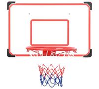 vidaXL Resistant Five Piece Wall Mounted Basketball Backboard Set - Durable HDPE Backboard with Robust Steel Rim, Included Net, Ball and Pump - Multicolour