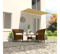 vidaXL Retractable Awning 200x150cm Yellow and White Window Canopy Sun Screen