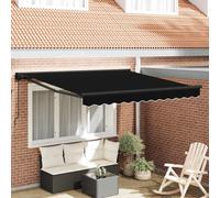 Retractable Awning Black Fabric 350x250 cm Manual UV-Resistant Wall-Mounted