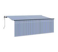 vidaXL Retractable Awning Blue and White 350 x 200 cm, Garden and Terrace, Moder