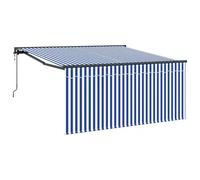 vidaXL Retractable Awning Blue and White 350 x 250 cm, Adjustable Retractable Aw