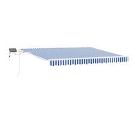 vidaXL Retractable Awning Manual Blue and White 350 x 250 cm