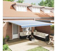 vidaXL Retractable Awning Blue and white 4.5 x 3 m Fabric and metal