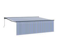 vidaXL Retractable Awning Blue and White 400 x 300 cm, Modern Rectangular Retrac
