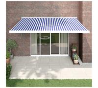 vidaXL Retractable Awning Blue and White 4x3 m Fabric and Aluminium