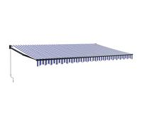 vidaXL Retractable Awning Canopy Blue and White 5x3 m Fabric and Aluminium