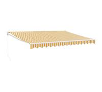 vidaXL Retractable Awning Canopy Yellow and White 4.5x3 m Fabric and Aluminium
