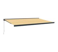 vidaXL Retractable Awning Canopy Yellow and White 5x3 m Fabric and Aluminium