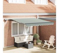 vidaXL Retractable Awning Green and White 300 x 250 cm