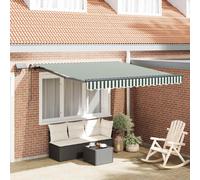 vidaXL Retractable Awning Green and White 350 x 250 cm