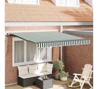 vidaXL Retractable Awning Green and White 350 x 250 cm