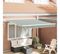 vidaXL Retractable Awning Green and White 350 x 250 cm