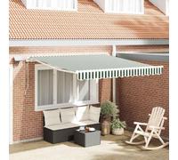 vidaXL Retractable Awning Green and White 350 x 250 cm