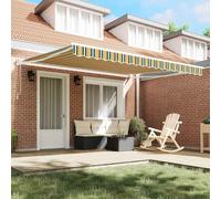 vidaXL Retractable Awning Green and White 400 x 300 cm