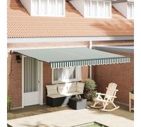 vidaXL Retractable Awning Green and White 400 x 300 cm