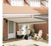 vidaXL Retractable Awning Green and White 400 x 350 cm
