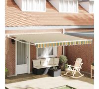 vidaXL Retractable Awning Green and White 400 x 350 x 165 cm