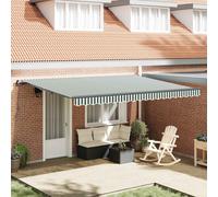 vidaXL Retractable Awning Green and White 450 x 350 cm