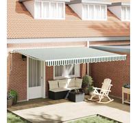 vidaXL Retractable Awning Green and White 450 x 350 x 165 cm