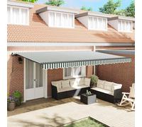 vidaXL Retractable Awning Green and White 500 x 350 cm