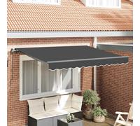 Retractable Awning Anthracite Fabric 250x200 cm Manual Wall-Mount Striped Patio