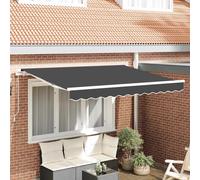 Retractable Awning Anthracite Striped Fabric 250x200 cm White Frame Manual Patio