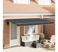 Retractable Awning Anthracite Fabric 350x200cm Wall-Mount Manual Patio Shade UV