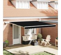 Retractable Awning Black 400x350cm Powder-Coated Aluminium Polyester PU with LED