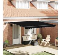 Retractable Awning with LED Strip Lights Manual Fabric Sun Shade Patio vidaXL
