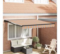 Retractable Awning Blue Orange Fabric 300x250 cm Manual Wall-Mount Shade Outdoor