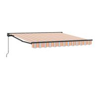 Retractable Awning Blue Orange Stripe Fabric 350x250 cm Manual UV-Resistant