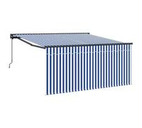 vidaXL Retractable Awning Manual Blue and White 300 x 250 cm, Adjustable Outdoor
