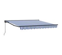 Retractable Awning Blue & White Fabric 3.5x2.5m Manual Wall-Mount Shade UVResist