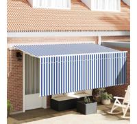 vidaXL Retractable Awning Manual Blue and White 400 x 200 cm