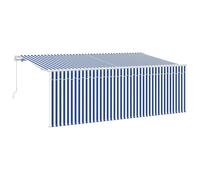 vidaXL Retractable Awning Manual Blue and White 400 x 200 cm, Adjustable Sun Pro