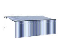 vidaXL Retractable Awning Manual Blue and White 400 x 200 cm, Garden and Terrace
