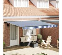 vidaXL Retractable Awning Manual Blue and White 400 x 300 cm