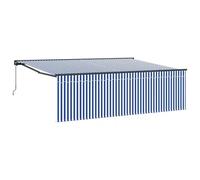 vidaXL Retractable Awning Manual Blue and White 400 x 300 cm, Garden and Terrace