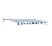 vidaXL Retractable Awning Manual Blue and White 450 x 300 cm, Adjustable Outdoor