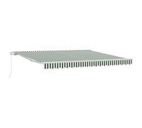 vidaXL Retractable Awning Manual Green and White 400 x 300 cm, Garden and Terrac