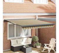 vidaXL Retractable Awning Manual Green and yellow 300 x 250 cm