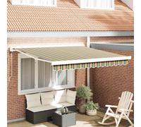 vidaXL Retractable Awning Manual Green and yellow 300 x 250 cm
