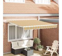 Retractable Awning Yellow Grey White 350x250 cm Polyester Aluminium Manual Patio