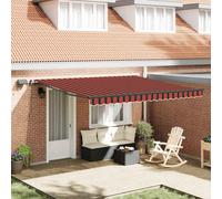 Retractable Awning Orange/Brown 400x350cm Fabric UV Water-Resistant LEDs Manual