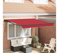 Retractable Awning Red Fabric 350x250 cm Manual Wall-Mounted Water-Resistant UV