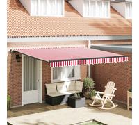 Retractable Awning Manual Red and White 400 x 300 cm