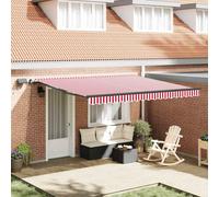 vidaXL Retractable Awning Manual Red and white 400 x 300 cm Fabric