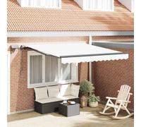 Retractable Awning with LED Strip Lights Manual Fabric Sun Shade Patio vidaXL