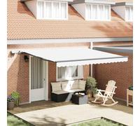 Retractable Awning with LED Strip Lights Manual Fabric Sun Shade Patio vidaXL